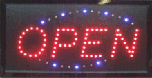 LED bord ' OPEN ' met knipper