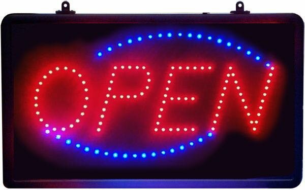 LED bord ' OPEN '  met knipper