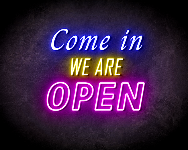 Neon Sign IN WE'RE OPEN ROZE' LED reclamebord Laagste