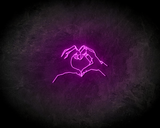 HEART HANDS LINE ART neon sign - LED neon reclame bord_