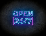 Open 24/7 Square LED Neon Sign - Neon verlichting_