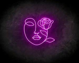 Face with rose LED Neon Sign - Neon verlichting