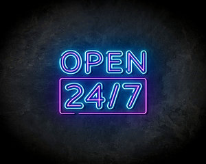 Open 24/7 Square LED Neon Sign - Neon verlichting