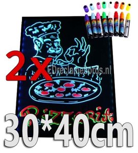 2 stuks: LED schrijfbord 30cm*40cm | 90 functies