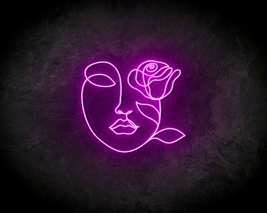 Face with rose LED Neon Sign - Neon verlichting