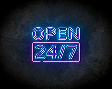 Open 24/7 Square LED Neon Sign - Neon verlichting