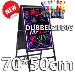 Dubbelzijdig LED schrijfbord 70cm*50cm | 90 functies